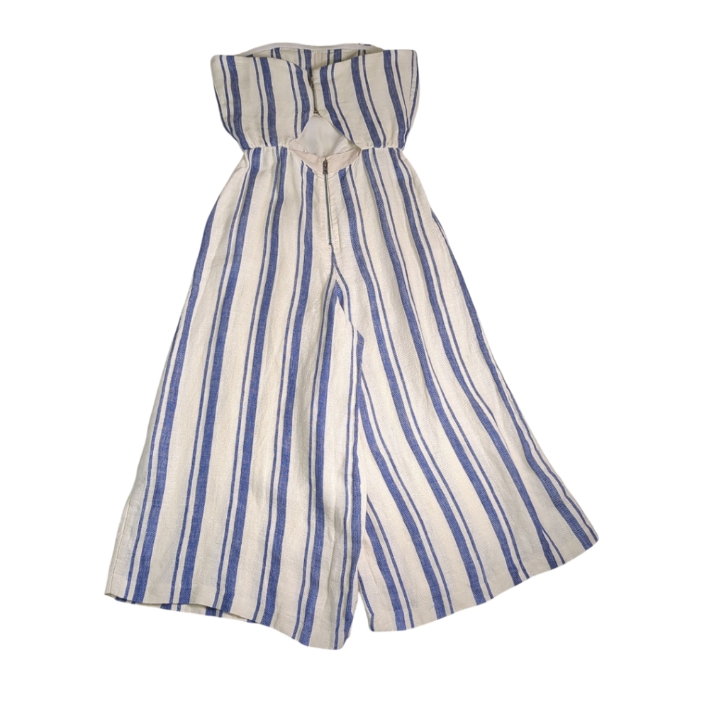 Alice + Olivia ‘Lucie’ Striped Linen Strapless Jumpsuit SZ 6 - Picture 5 of 10